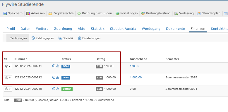 rechnungsuebersicht studierende